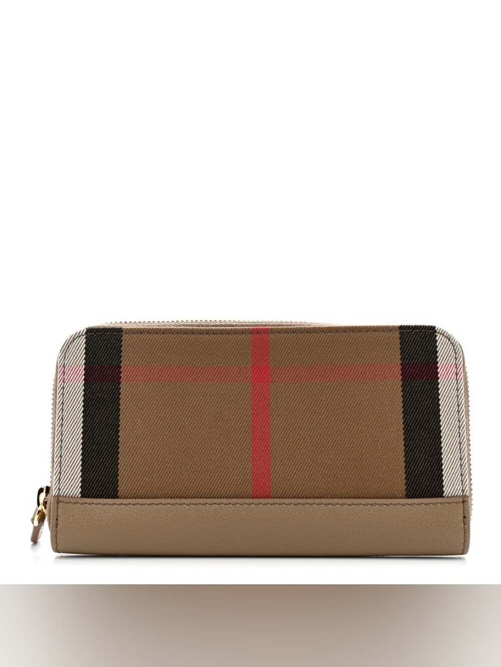 Burberry House Check Large Ziggy Zip Around Wallet Chestnut Beige